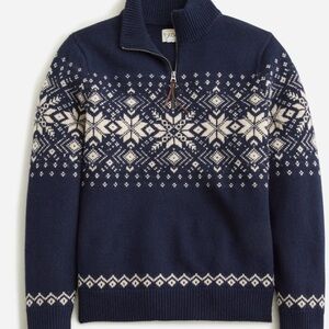 J. Crew Lambswool Fair Isle half-zip sweater with bird's eye